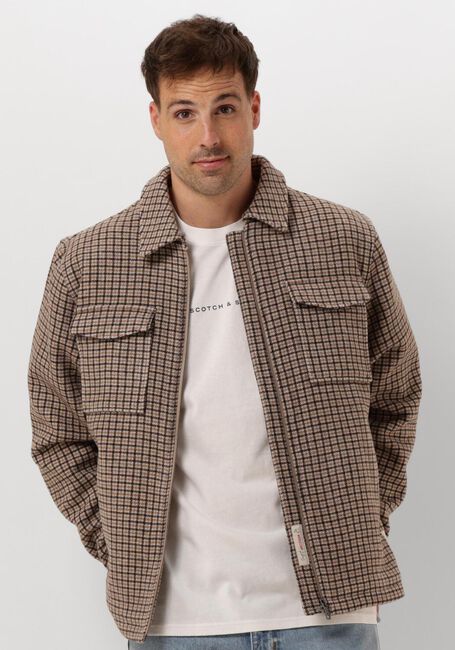 Beige SCOTCH & SODA Jack WOOL BLEND ZIP-THRU OVERSHIRT - large