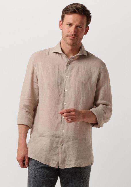 Beige PROFUOMO Klassiek overhemd SHIRT X-CUTAWAY SC LINNEN - large