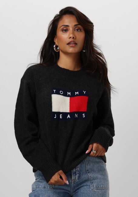 Zwarte TOMMY JEANS Trui TJW MELANGE FLAG SWEATER - large