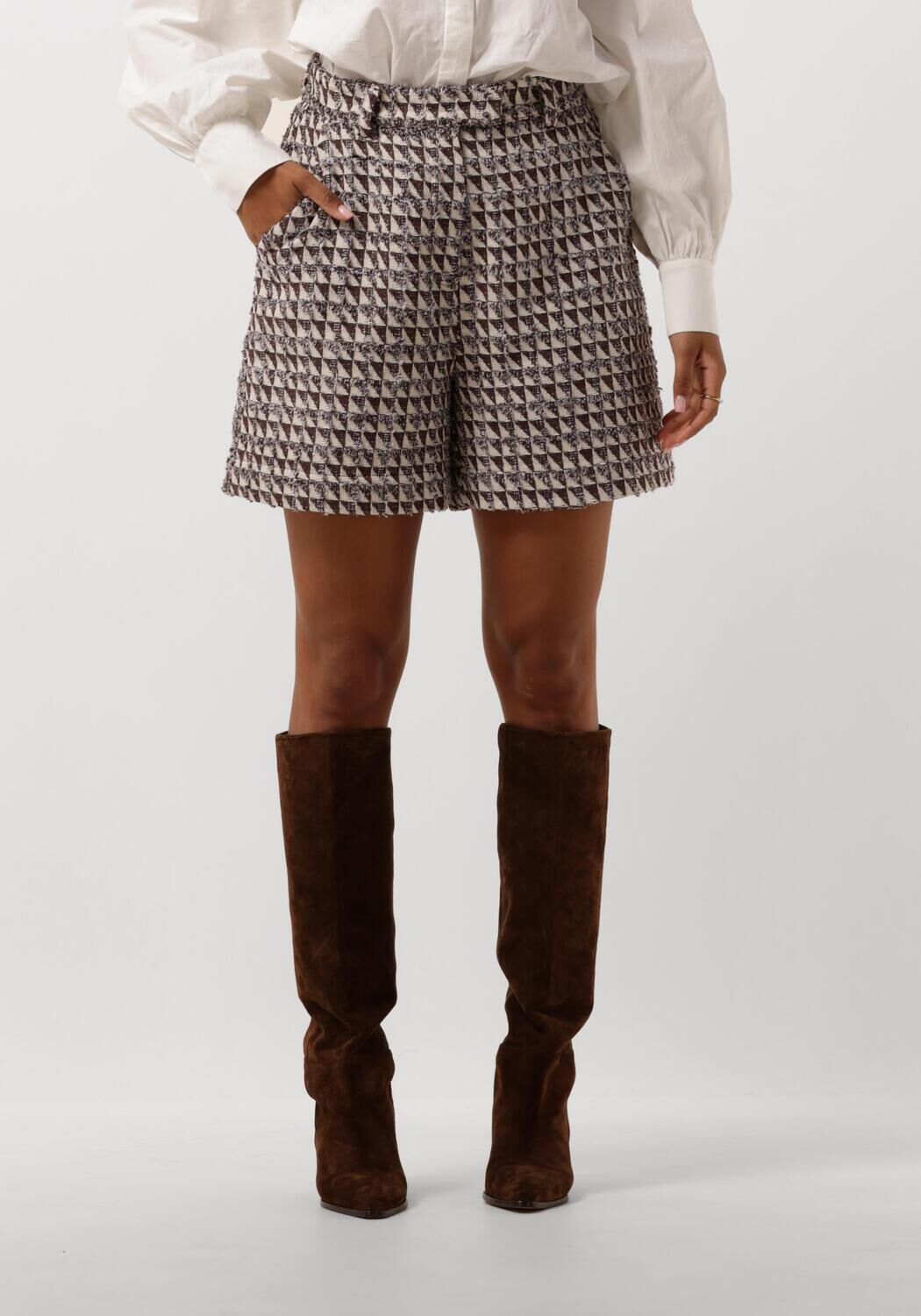 Minus Bruin Geruite Amaya Shorts Brown Dames