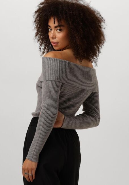 Grijze MINUS Trui FAME OFF SHOULDER KNIT PULLOVER - large