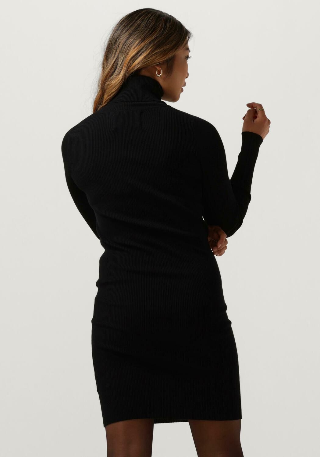 zwarte calvin klein mini jurk badge roll neck sweater dress