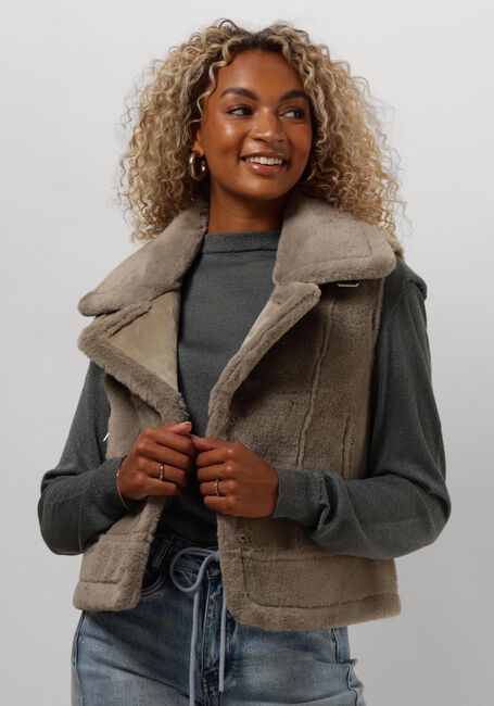 Taupe MINUS Gilet PAT FAUX FUR VEST - large