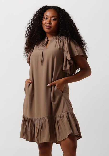 Taupe CO'COUTURE Mini jurk TORA FRILL DRESS - large