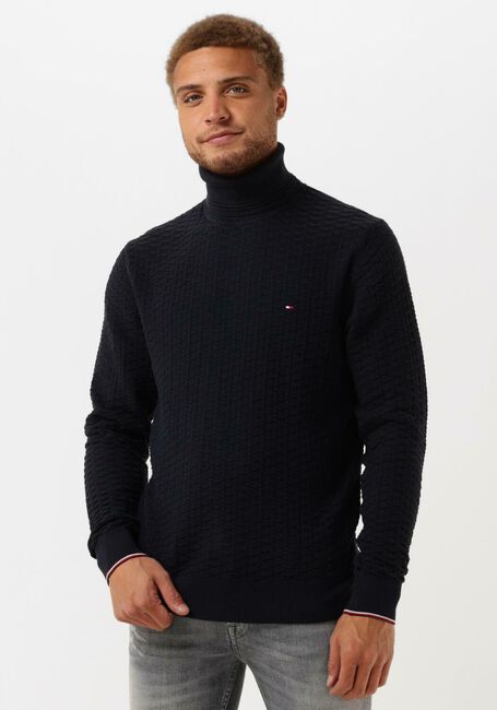Fitness binnenplaats uitbarsting Donkerblauwe TOMMY HILFIGER Coltrui EXAGGERATED STRUCTURE ROLL NECK | Omoda