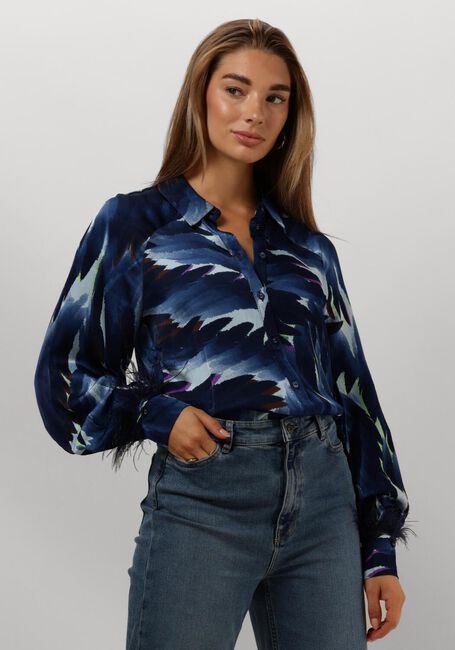 Blauwe POM AMSTERDAM Blouse FEATHERS BLUE - large