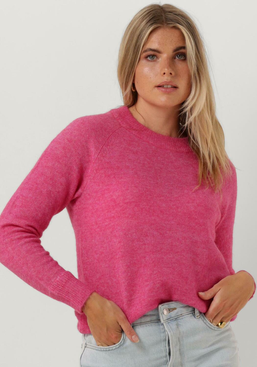 Fuchsia SELECTED FEMME Trui SLFLULU LS KNIT O-NECK B | Omoda