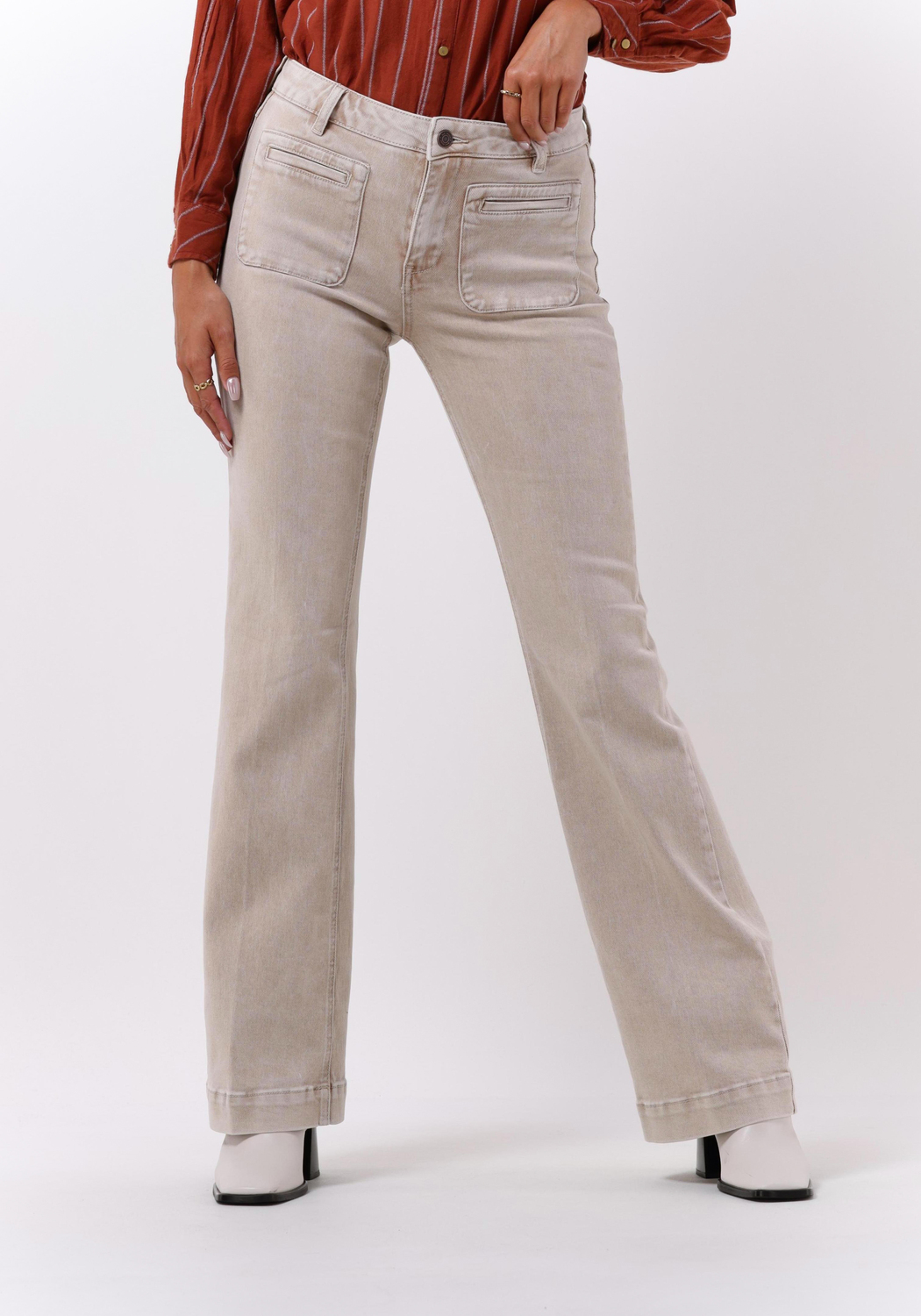 Beige MKT STUDIO Flared jeans DIANA VINTAGE TWILL | Omoda