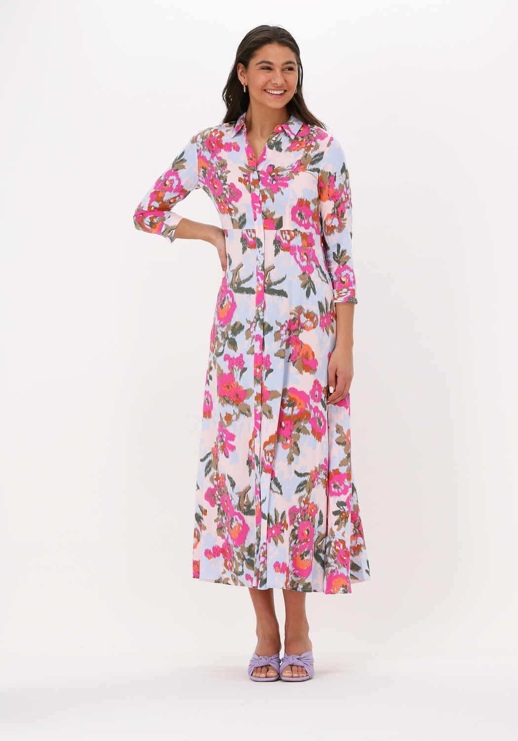 Roze Y.A.S. Maxi LONG jurk | SHIRT DRESS Omoda YASSAVANNA